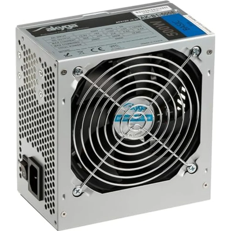Akyga AK-B1-500E, 500W ATX Netzteil mit 3 SATA-Schnittstellen, grau – Bild 1