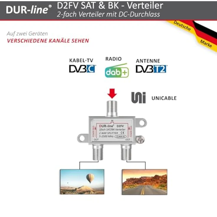 Dur-line BK-SAT- Verteiler 2-fach Frequenzbereich: 5 - 2500 MHz mit DC-Durchgang Schirmungsmaß: 100 dB – Bild 4