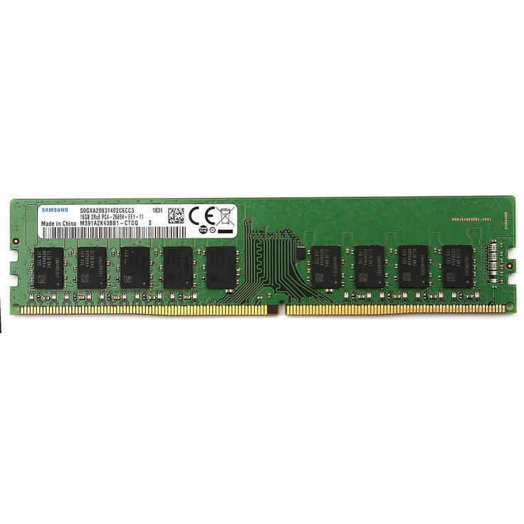 Samsung DDR4 Speicher-Modul M391A2K43BB1-CTD, 16 GB DIMM 288-PIN, 2666 MHz, CL19, ungepuffert, ECC, Schwarz/Grün