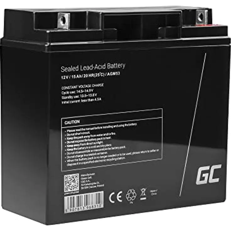 Green Cell® AGM 12V 15Ah Akku Vlies Batterie VRLA Blei Batterie Bleiakku Ersatzakku Akkubatterie Versorgungsbatterie Zyklenfest Wartungsfrei UPS | USV | Kinder-Quad | Rasenmäher | Rollstuhl | eBike - Preisvergleich