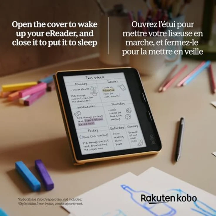 Kobo Libra Colour SleepCover Case | Butter Yellow | Sleep/Wake Technology | Built-in 2-Way Stand | Vegan Leather | Compatible with 7" Kobo Libra Color eReader – Bild 3