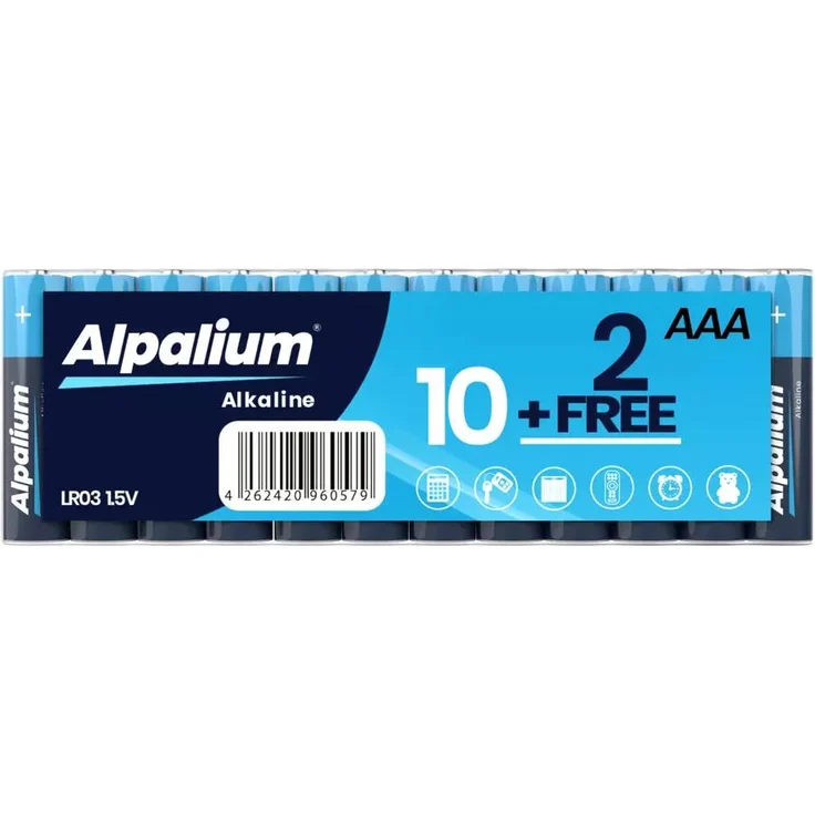 Alpalium AAA Alkaline Batterien, 12er Pack, 1,5V, leistungsstark