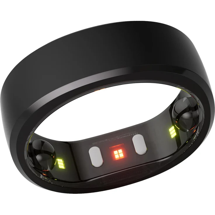 RingConn Smart Ring (Gen2) (8, Schwarz), Ultradünner Smart Ring mit 10-12 Tagen Akkulaufzeit, Schlaftracking und IP68 Wasserdichtigkeit