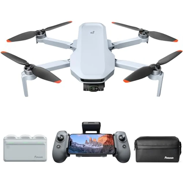 Potensic ATOM 2 GPS Drohne mit Kamera, 4K HDR-Video, 8K Foto, 10KM Übertragung, < 249g, 3-Achsen-Gimbal, AI-Folgen/AI-Nacht/QuickShots/Vertikale Aufnahmen, 3 Akkus 96 Min. Flugzeit, C0, für Erwachsene, Weiß – Bild 1