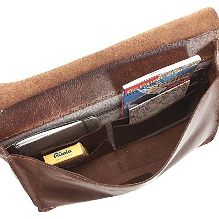 Harold's Umhängetasche Aberdeen 2908, Messengerbag S aus Rindleder, 5 Innenfächer, braun – Bild 6