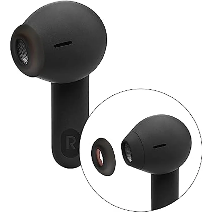 kwmobile 8X Ersatzpolster für JBL Tune Flex - Schwarz, Silikon Ohrstöpsel in 4 Größen, flexibles und reißfestes TPU Material – Bild 2