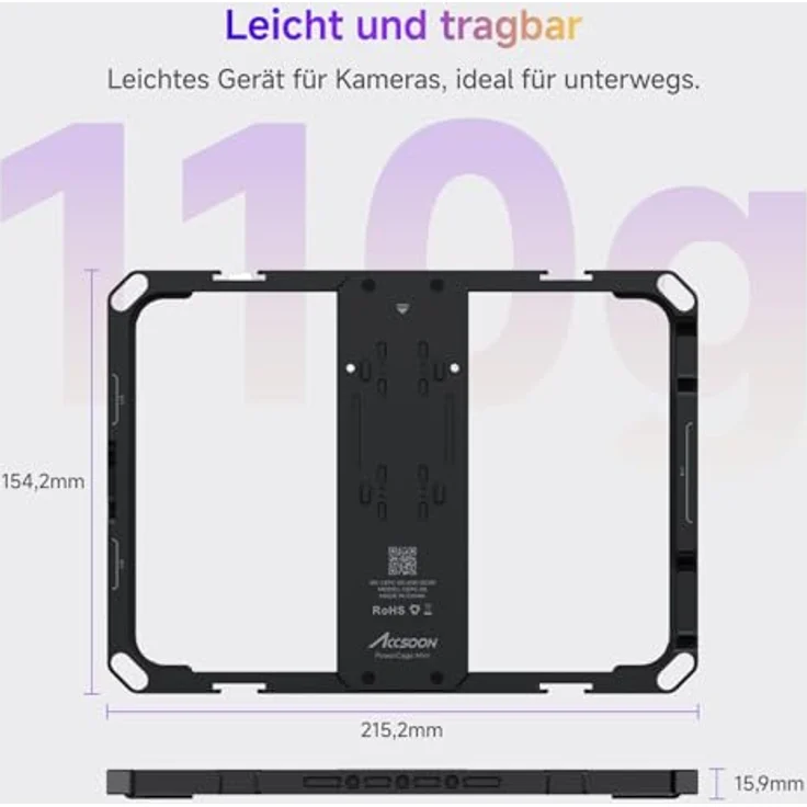 Accsoon PowerCage Mini, Tablet Käfig für iPad mini 6/7 (A17 Pro) mit Sonnenschutz, inklusive NP-F-Batterieplattenadapter und USB-C-Kabel – Bild 5