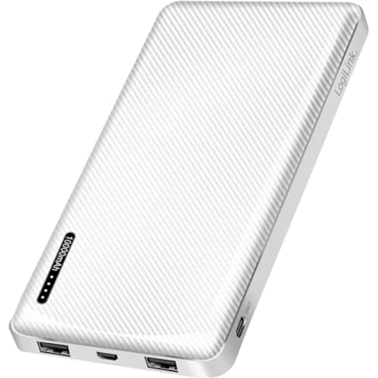 LogiLink PA0316W - Powerbank 10000 mAh, 2X USB-A (für Geräte) mit Schnellladenfunktion, USB-C + Micro-USB (Aufladen der Powerbank) – Bild 1