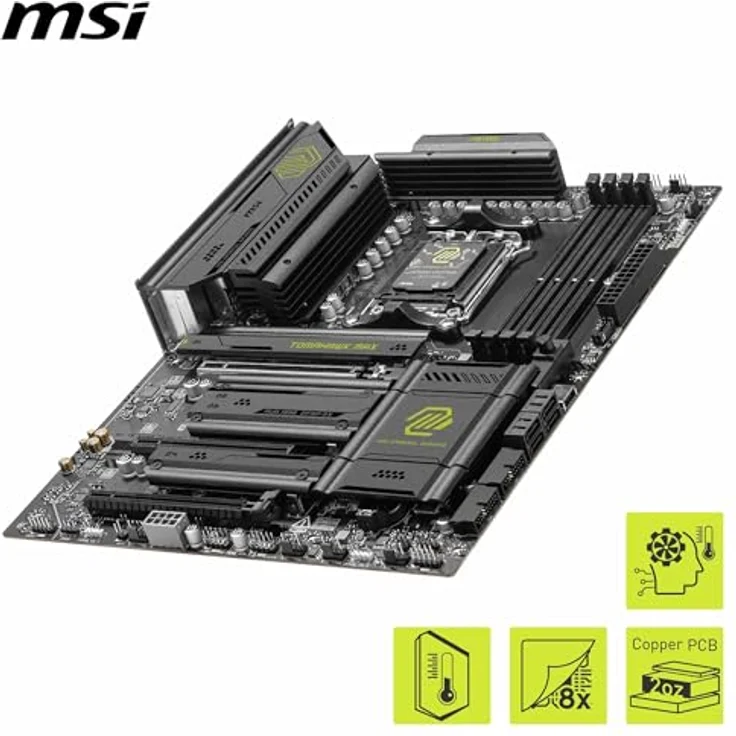 MSI MAG B850 Tomahawk MAX WiFi Mainboard, ATX - Unterstützt AMD Ryzen 9000/8000/7000 Prozessoren, AM5-80A SPS VRM, DDR5 Memory Boost 8400+ MT/s (OC), PCIe 5.0 x16, M.2 Gen5, Wi-Fi 7, 5G LAN - Schwarz – Bild 4