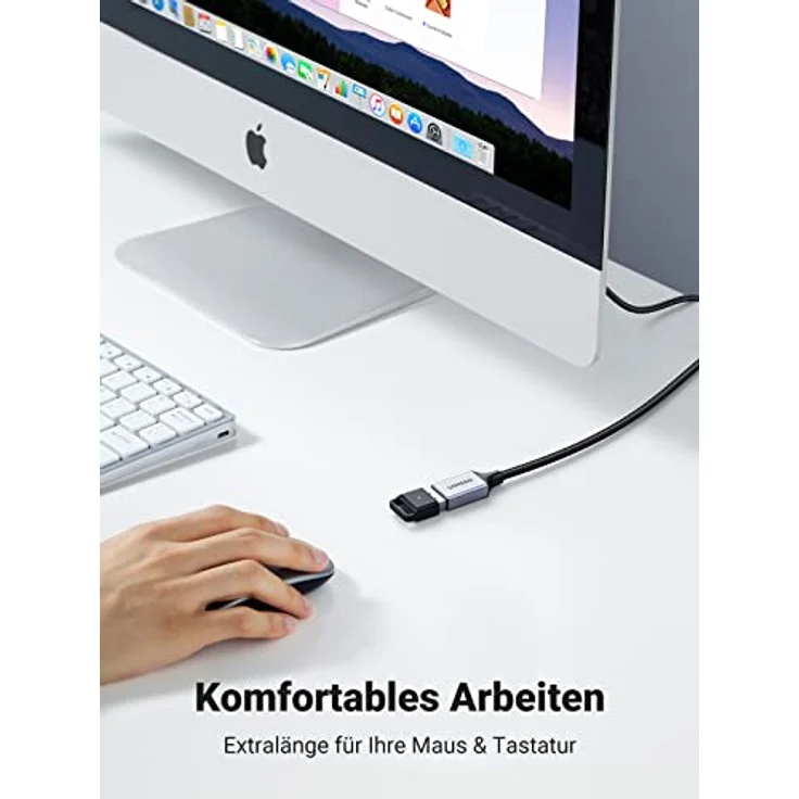 UGREEN USB Verlängerung 3.0 5Gbps 0.5m USB Verlängerungskabel mit Nylonkabel und Aluminiumgehäuse in Grau – Bild 5