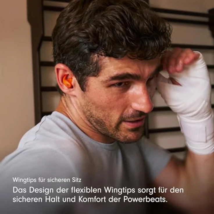 Beats Powerbeats Fit, Kabellose In-Ear-Kopfhörer mit ANC, 30 Stunden Akkulaufzeit, spritzwasserfest, orange – Bild 4