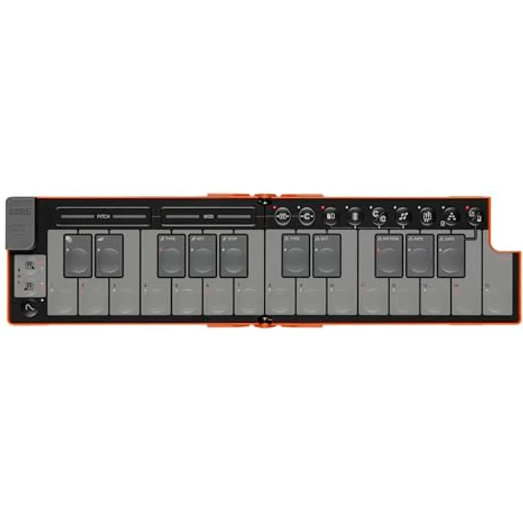 Korg nanoKEY Fold, Faltbarer 25 Tasten MIDI Keyboard Controller mit USB-C, TRS-MIDI und anpassbarer Anschlagdynamik - Lava Orange – Bild 2