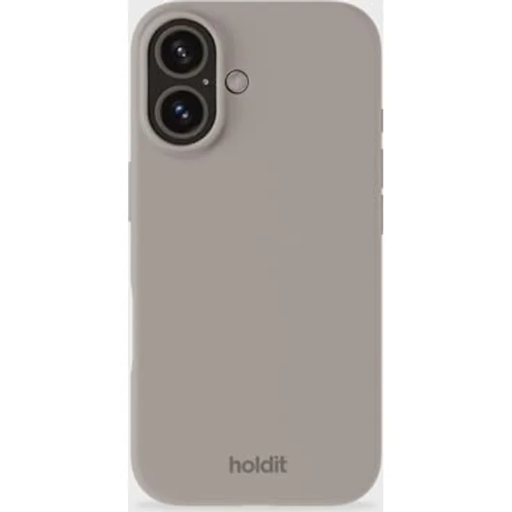 holdit Silikonhülle iPhone 16-0,8mm Ultra dünn Handyhülle Silikon - Trendy Slim Silicone case mit Voller Schutz (erhöhte Kante für Kameraschutz) - Taupe
