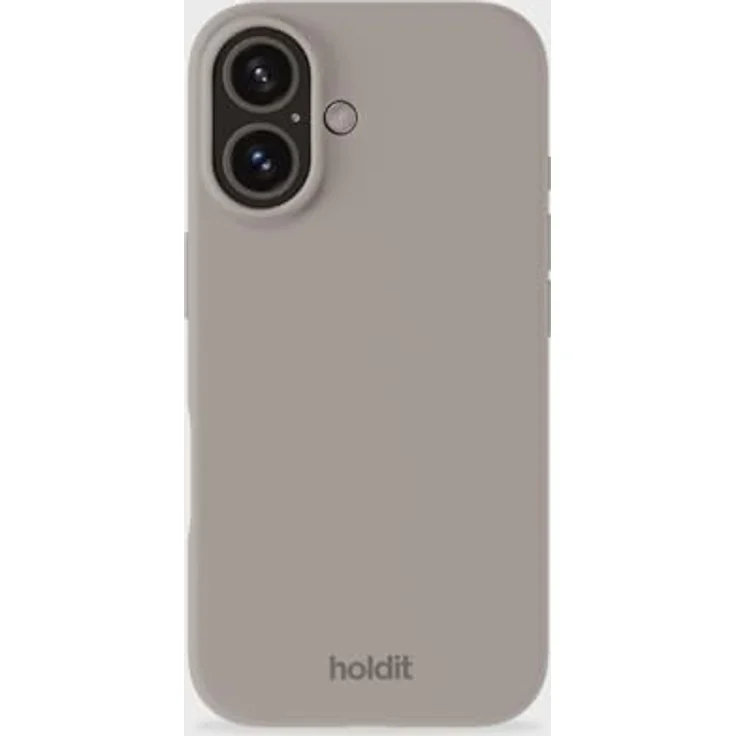holdit Silikonhülle iPhone 16-0,8mm Ultra dünn Handyhülle Silikon - Trendy Slim Silicone case mit Voller Schutz (erhöhte Kante für Kameraschutz) - Taupe – Bild 1