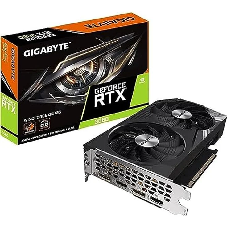 Gigabyte NVIDIA GeForce RTX 3060 WINDFORCE OC V2 Graphics Card - 12GB GDDR6, 192-bit, PCI-E 4.0, 1792MHz Core Clock, 2x DP 1.4, 2 x HDMI 2.1, NVIDIA Ampere - GV-N3060WF2OC-12GD – Bild 1