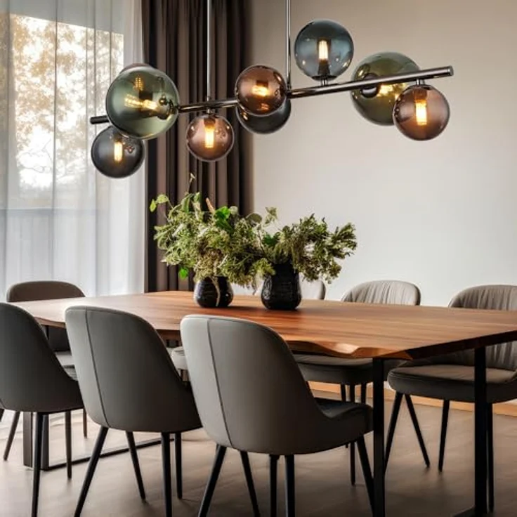GLOBO LIGHTING LED Deckenleuchte 9 Flammig Deckenlampe Glaskugeln Esszimmerleuchte Kugeln, bronze petrol grün, 9x 3,5W 350Lm warmweiß, LxBxH 87x30x38 cm – Bild 4