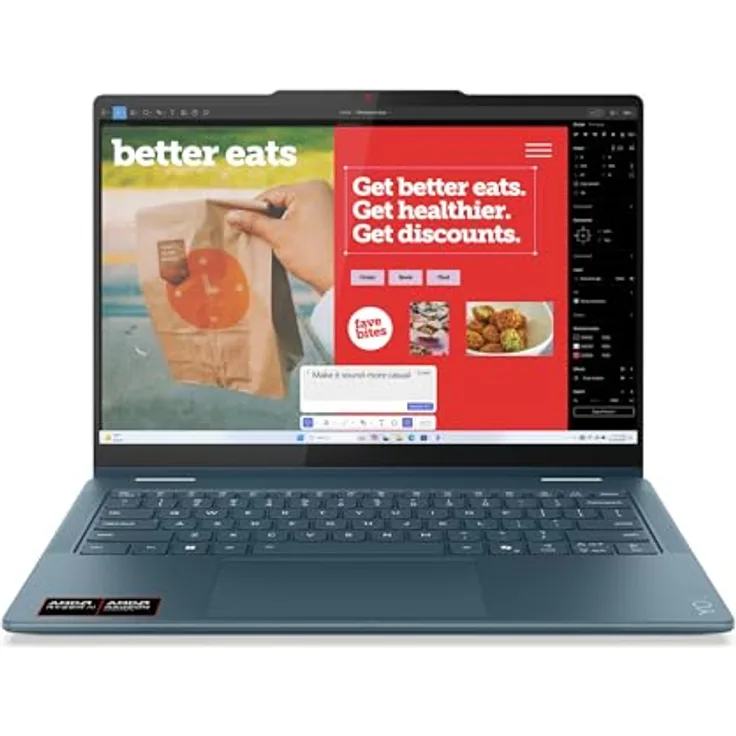 Lenovo Yoga 7 14AKP10, 14 Zoll Laptop mit AMD Ryzen AI 5, 16 GB RAM, 512 GB SSD, blau