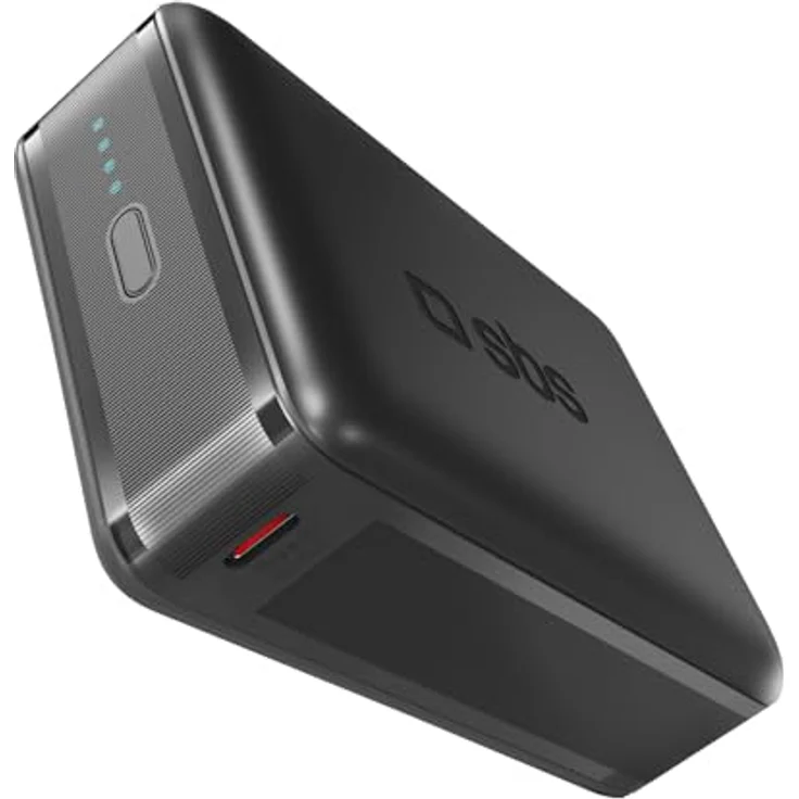 SBS NanoTube PowerBank HD, 20.000 mAh, 65 W Power Delivery, USB-C, tragbares Reiseladegerät, kompaktes Design, Schwarz – Bild 1