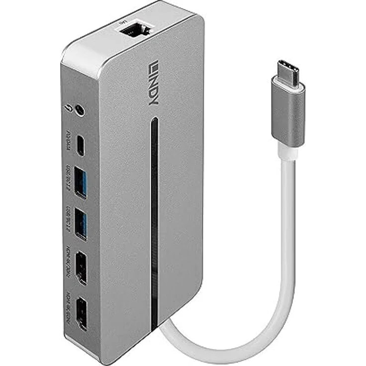 LINDY 43360 DST-Mx Duo USB C Laptop/MacBook Mini Dockingstation – 2X HDMI 4K@60Hz, PD 3.0 100W, USB 3.2 Gen 1, Gigabit Ethernet, Audio, HDCP2.2,>Thunderbolt 3, Display, Festplatte, Printer, Webcam – Bild 3