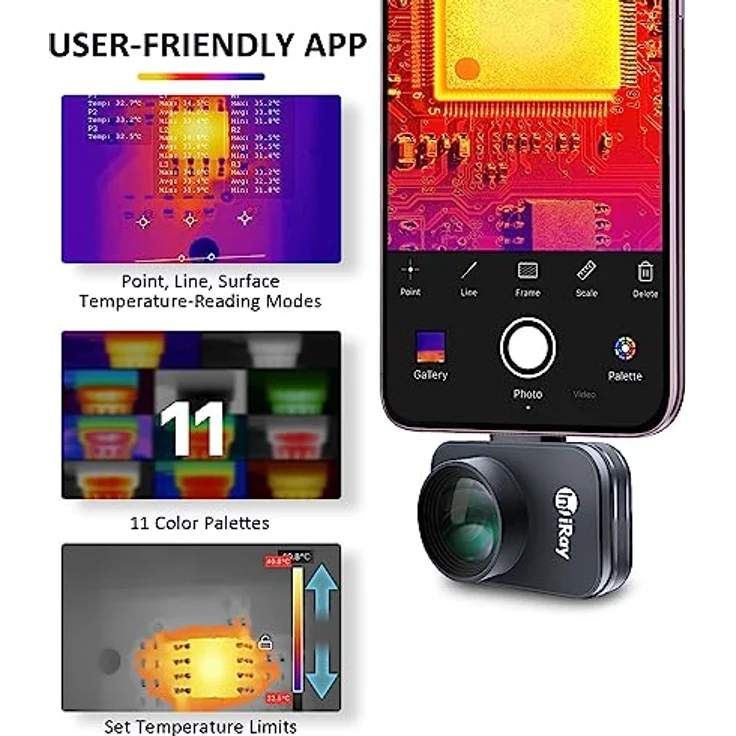 InfiRay P2 Pro Wärmebildkamera Android, 9g Vollmetallgehäuse, Messtemperaturbereich -20°C~550°C, 256X192 Auflösung, unterstützt Android 9.0 und höher – Bild 5
