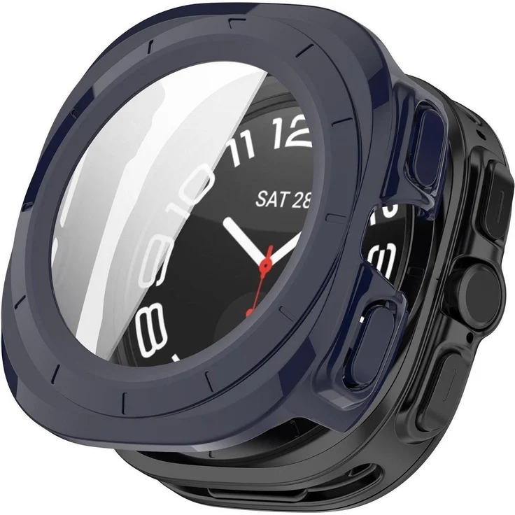 Wigento Schutzhülle für Samsung Galaxy Watch Ultra 47mm / Ultra 2025, mit 9H Hartglas, Blau