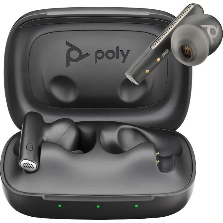 Poly Voyager Free 60 UC, Kabelgebundenes Headset mit Qi-Ladefunktion und drei Ladestatus-LEDs, Schwarz