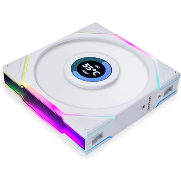 Lian Li UNI FAN TL LCD Series Lüfter, Dreierpack, Inklusive Controller, Standard Blade, Daisy-Chaining, Fluid Dynamic Bearing, 120mm, Weiß – Bild 3