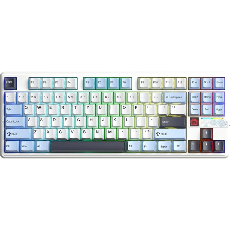 ACME Aula F87Pro V2 StarVector, Gaming-Tastatur mit 87 Tasten, RGB-Beleuchtung und ergonomischem Design, Glacier Blue