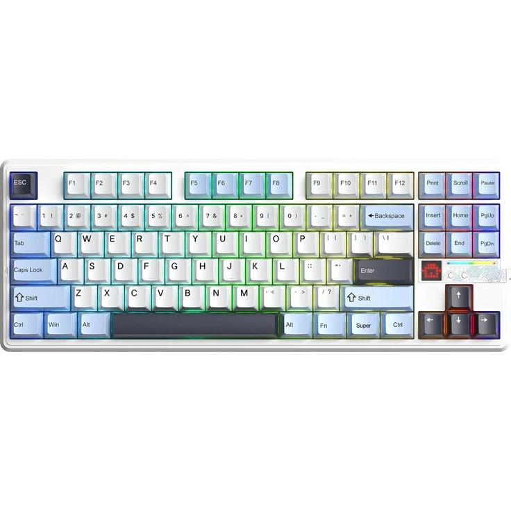 ACME Aula F87Pro V2 StarVector, Gaming-Tastatur mit 87 Tasten, RGB-Beleuchtung und ergonomischem Design, Glacier Blue