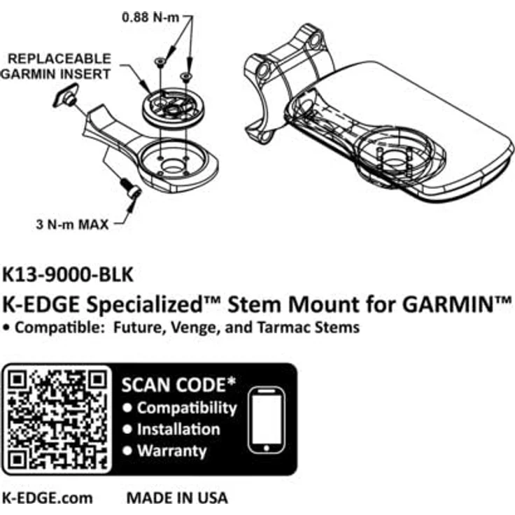 K-EDGE Future Computerhalterung für spezielle Vorbauten und Lenker (Garmin Mount), CNC-gefrästes 6016-T6-Aluminium, Roval-Cockpit-Montagesystem, USA-Herstellung – Bild 5