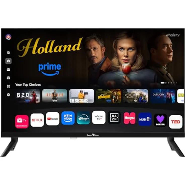 Smart Tech Whale TV 24HH01V, 24 Zoll Smart TV mit HD-Auflösung, HDR10, Bluetooth und Triple-Tuner, schwarzes Design – Bild 2