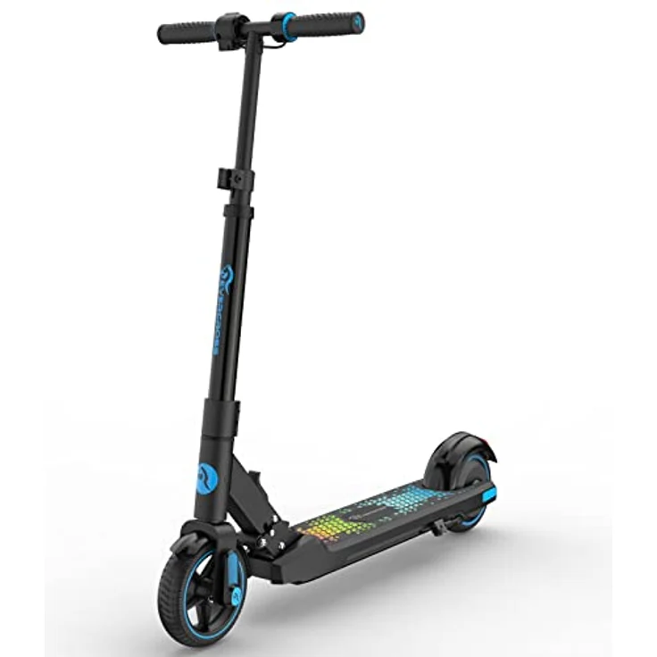GigaBlue Elektroscooter, 6,5'' Faltbarer E Scooter für Kinder 6-12 Jahren, bis zu 15 km/h & 8 km, LED Display, Bunte Leuchten, Leichter Elektroroller Kinder • Blau – Bild 1