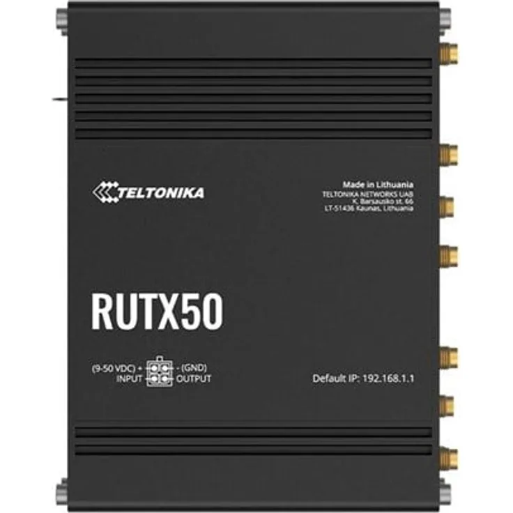 Teltonika RUTX50, Wireless Router mit WWAN, Wi-Fi 5, Dual-Band, 3G, 4G, 5G, DIN-Schiene montierbar, 4-Port-Switch, 1GbE