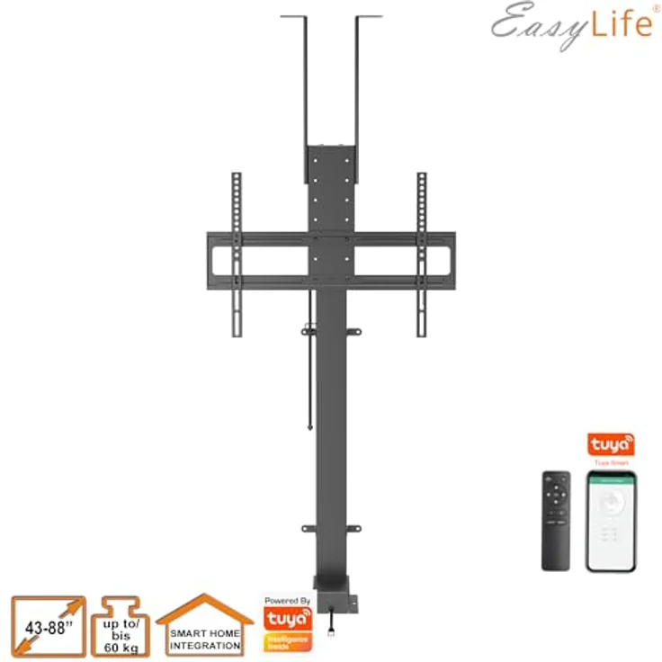 EasyLife EL-LM-SHND88S, motorisierter TV Lift mit Smart Home Funktion, elektrisch ausfahrbar & absenkbar, für 43-88 Zoll, VESA bis 600x400, schwarz – Bild 3