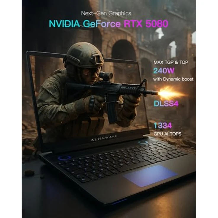 Alienware 16 Area 51 Gaming Laptop, NVIDIA RTX 5080 16GB GDDR7, Intel Ultra 9 275HX, 16 Zoll QHD+ 240Hz Display, Win11 Pro, 1TB SSD, 64GB DDR5, RGB-Tastatur, externes DVD-Laufwerk – Bild 3