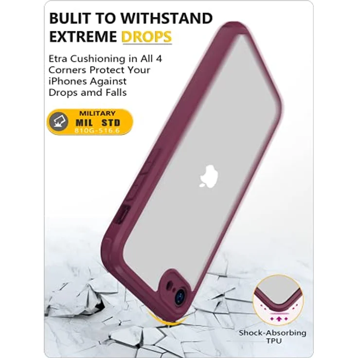 Miracase 360 Grad Hülle für iPhone SE 2022/ SE 2020/ iPhone 8, Ganzkörper Schutzhülle mit eingebauter Glas Displayschutzfolie, Stoßfest, Rosarot – Bild 3