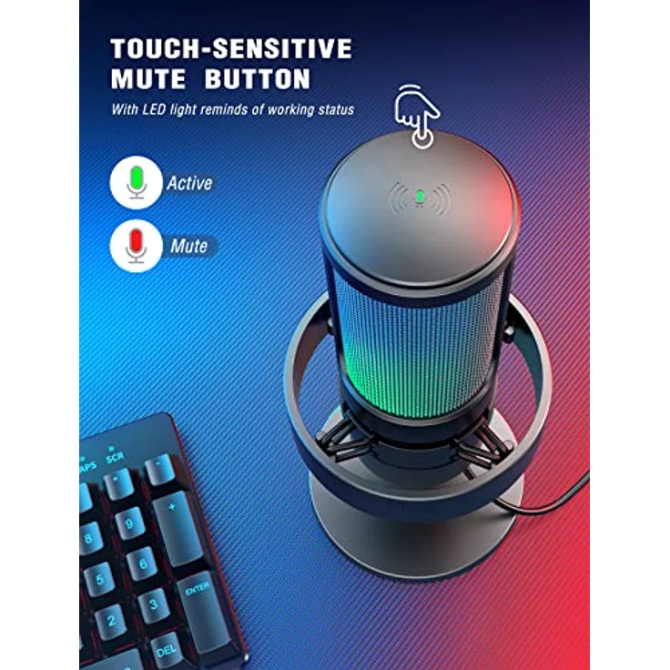 FIFINE USB Mikrofon PC, Gaming Mikrofon mit RGB-Steuerung, Stummschalter, Kopfhöreranschluss und Popfilter für PS4 PS5 MAC – Bild 4