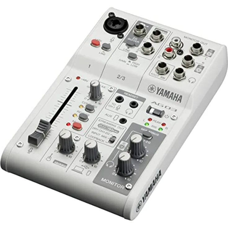 Yamaha AG03MK2 3-Kanal-Live-Streaming Mischpult mit USB-Audio-Interface – Für Windows, Mac, iOS und Android – In Weiß