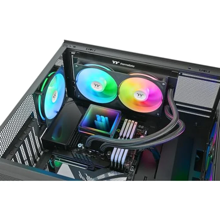 Thermaltake TH240 V3 ARGB Sync Black, AiO-Wasserkühlung mit 2x 120mm Lüftern und bis zu 2500 rpm Drehzahl, schwarz – Bild 8