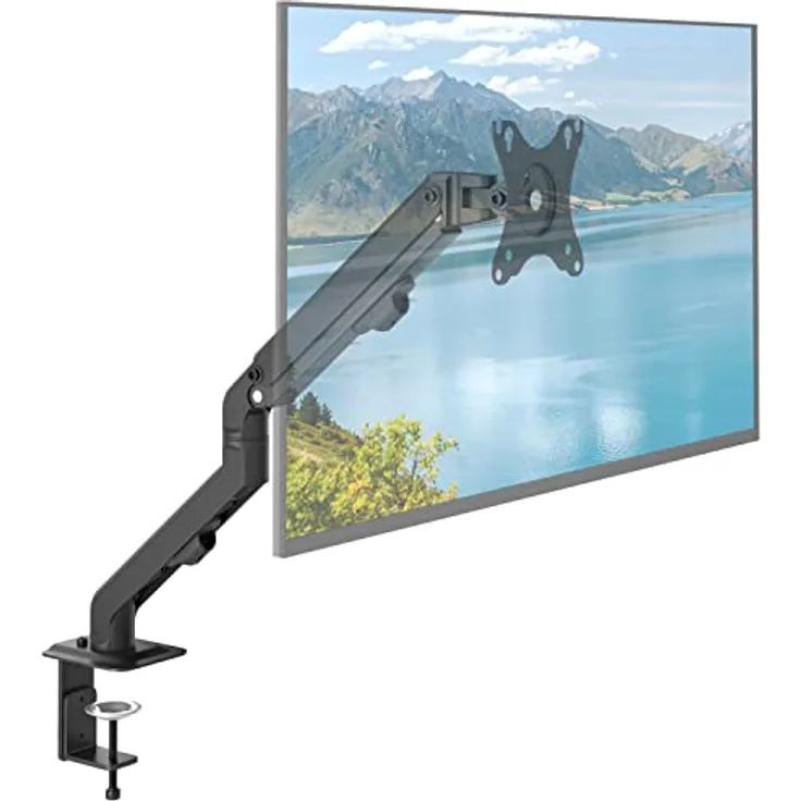 ACROPAQ - Monitor Arm - Für 17 - 27 Zoll Flach & Curved Monitore, Federhalterung, 360° drehbar, Schnelle Montage - Monitor Halterung, Bildschirmhalterung, Monitorhalterung, Tischhalterung - Schwarz