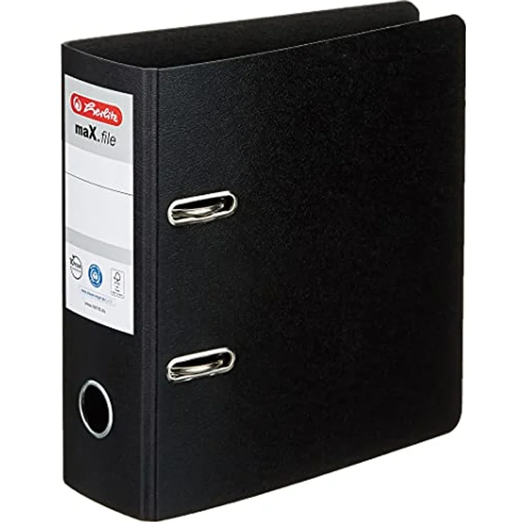 Herlitz Aktenordner maX.file, DIN A5, 7,5 cm Rückenbreite, Hartpappe, schwarz – Bild 2
