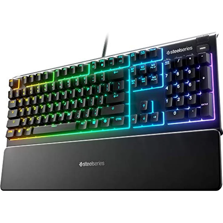 SteelSeries Apex 3 RGB Gaming Tastatur 10-Zonen RGB Beleuchtung IP32 Wasserabweisend Premium Magnetische Handgelenkauflage 64812 flüsterleise fühlbar & geräuschlos – Bild 1