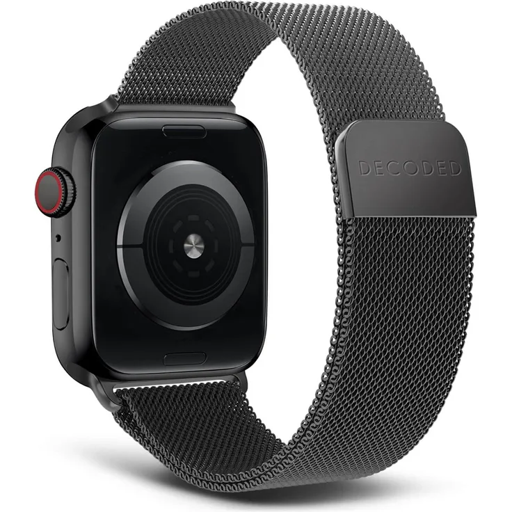 Decoded Milanaise Traction Strap 42/44/45mm Schwarz (Edelstahl), Uhrenarmband, Schwarz