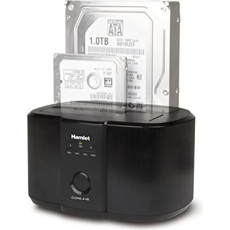 Hamlet hxdd2535cln, Externe Festplattenbox für zwei 2,5/3,5 Zoll SATA-Festplatten, Schwarz, mit USB 3.0 und HD-Klonfunktion – Bild 2