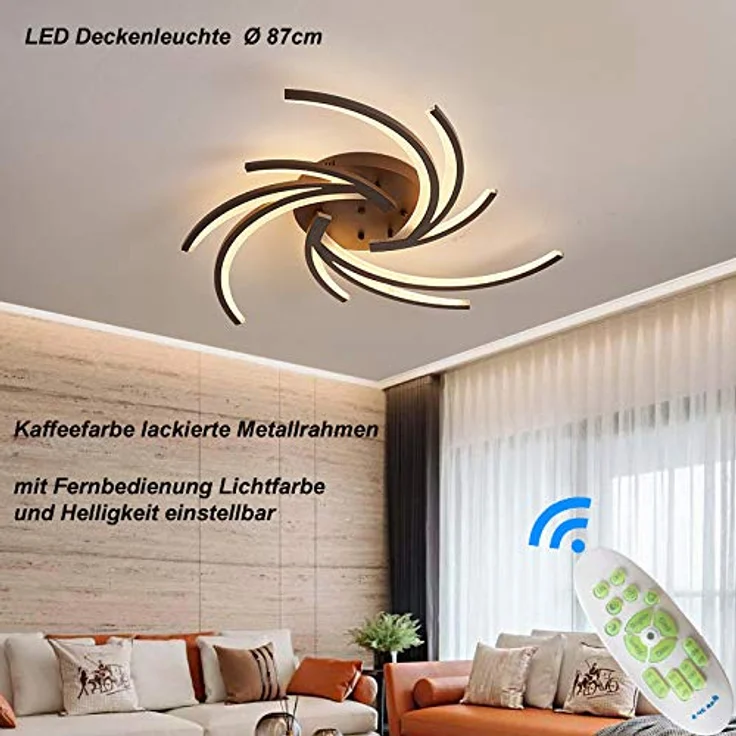 Eurotondisplay LED Deckenleuchte NEU 2042K-3 Ø 87cm 72W mit Fernbedienung, kaffefarben, A+ Modern – Bild 2