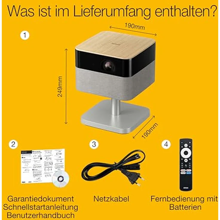 Epson Lifestudio Flex EF-72 Eiche, tragbarer Smart-Projektor mit 4K Pro-UHD, Sound by Bose, Google TV, verstellbarem Stand, innen und außen einsetzbar, 5 Jahre Geräteschutz – Bild 3