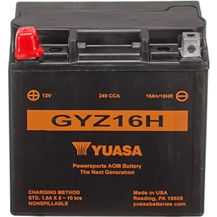 Yuasa GYZ16H WC, 12V Motorradbatterie mit 16,8Ah/C20, wartungsfrei, rüttelfest, schwarz – Bild 2