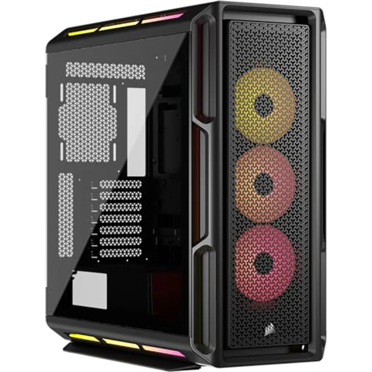 CORSAIR iCUE LINK 5000T LX RGB Mid-Tower ATX PC-Gehäuse – 3X Vorinstallierte LX120 RGB-Lüfter, Integriert Aurora RGB-Lichtstreifen, Geräumiges Interieur, iCUE LINK Inklusive Systemnabe – Schwarz – Bild 1