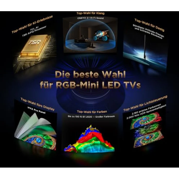 TCL RM7L 85RM7L, 85 Zoll 4K RGB Mini-LED Smart-TV mit WLAN, Schwarz – Bild 5