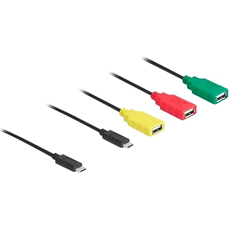 DeLOCK USB-Hub 4 Port USB 2.0 Kabel-Hub mit USB Type-C zu 3 x USB-A, schwarz – Bild 1